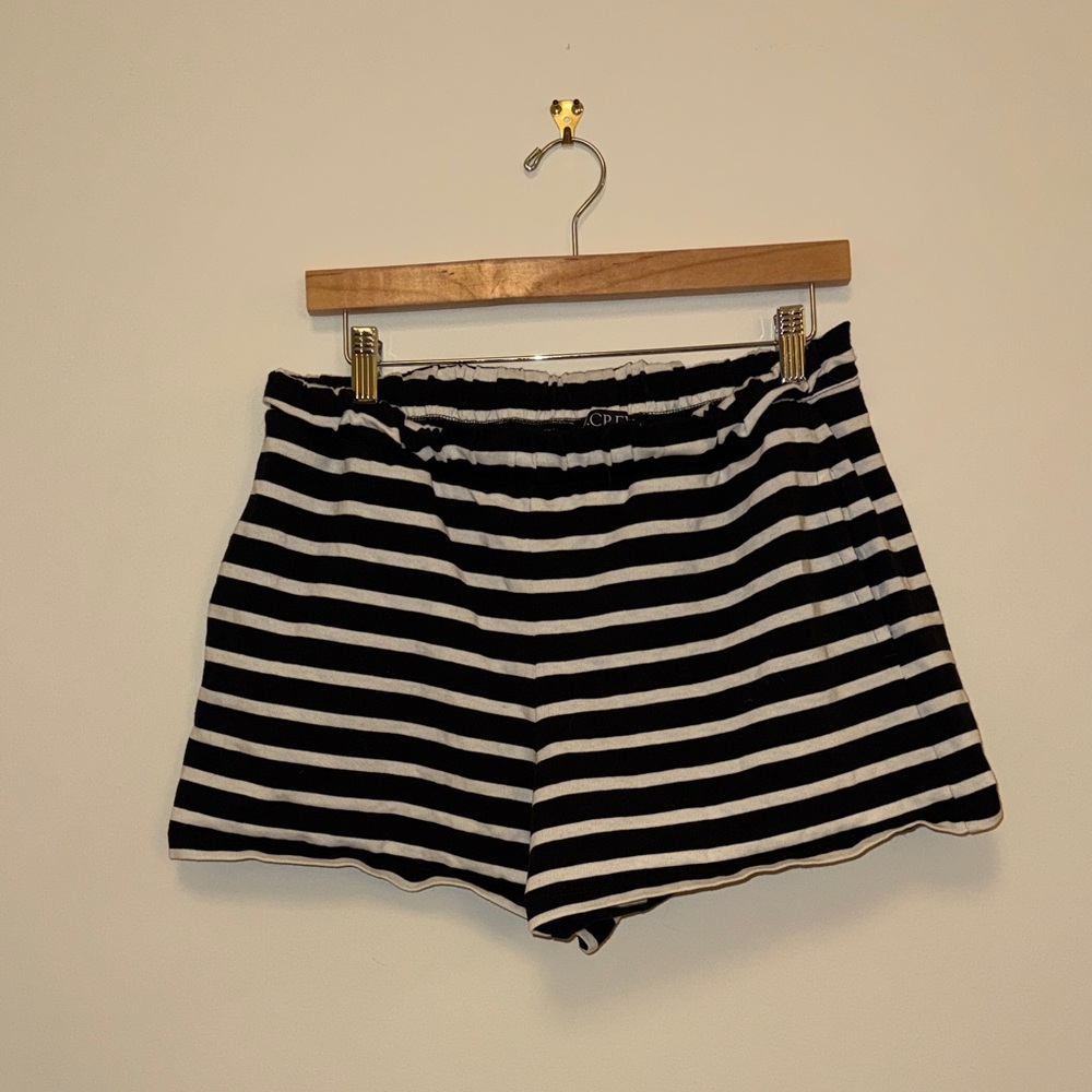 J. Crew Navy and White Striped High Waist Shorts